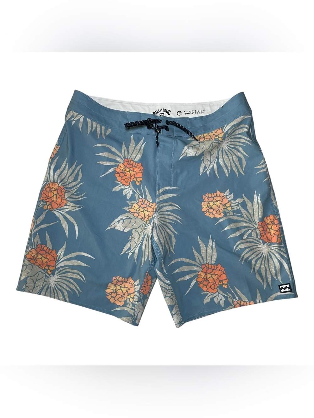 Billabong Sundays Pro Board Shorts Men’s 33 Blue Tropical Pineapple Swim Trunks